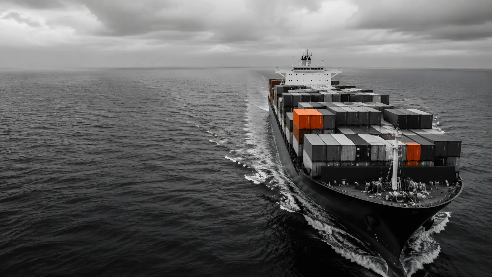 Container ship at berth, viewed from the port apron